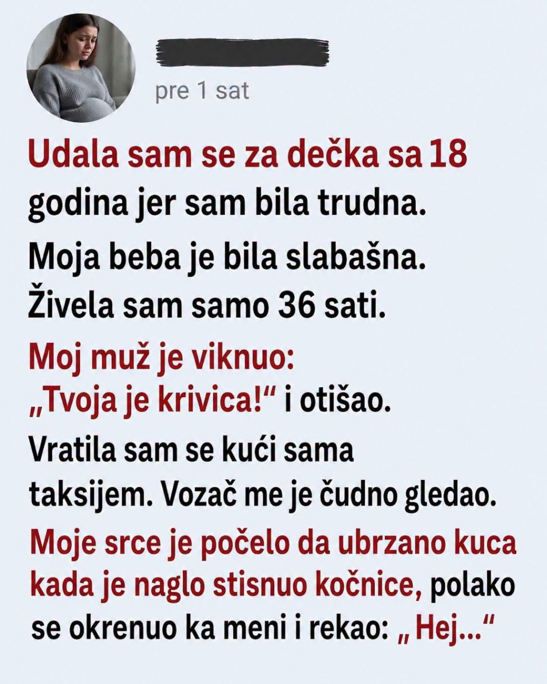 Udala sam se sa 18 godina zbog trudnoće: Nakon najvećeg gubitka, podršku sam dobila od potpunog stranca - featured image Udala sam se sa 18 godina zbog trudnoće: Nakon najvećeg gubitka, podršku sam dobila od potpunog stranca - featured image